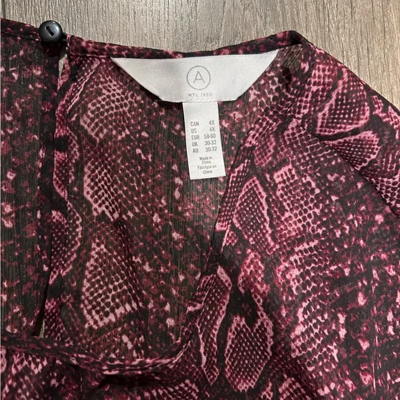 Addition Elle Ruffle Hem Snakeprint Dress - Picture 3 of 7